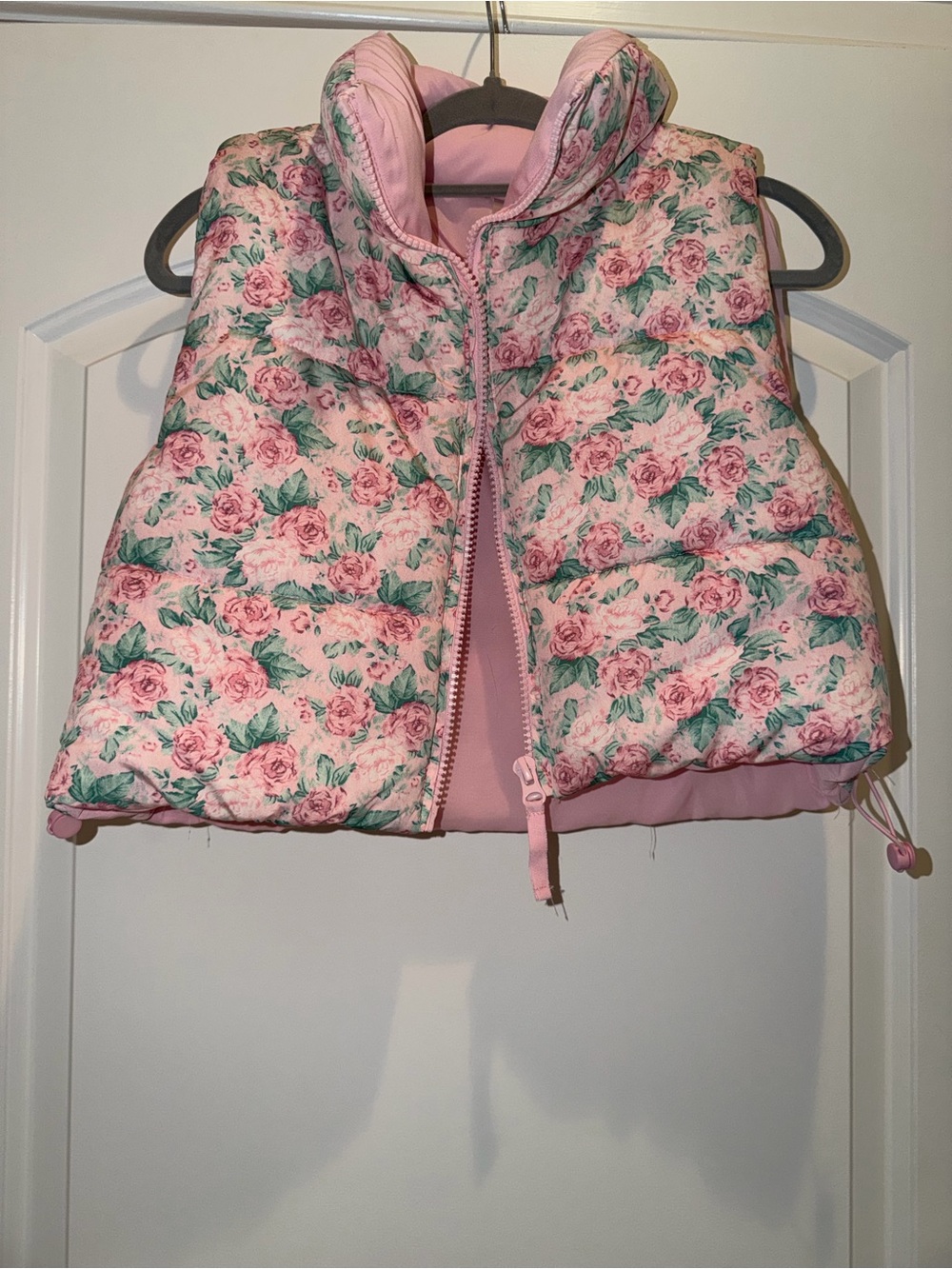 AS REVIVAL Pink Floral Puffer Vest